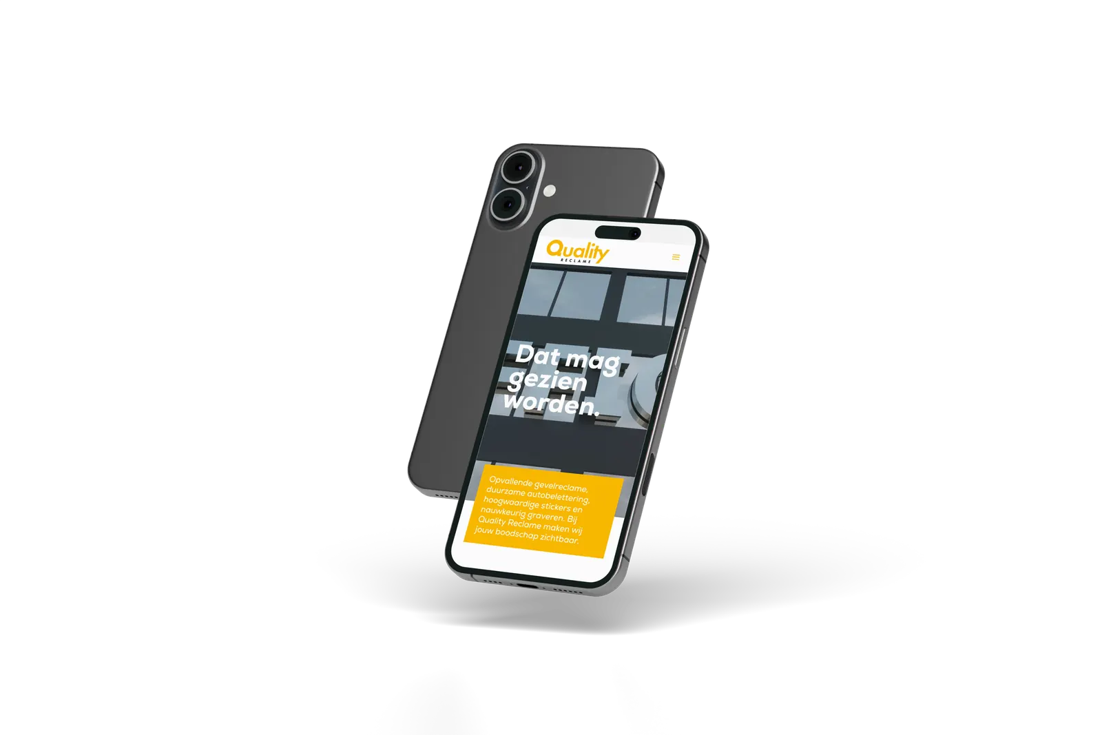iPhone mockup: Quality Reclame website
