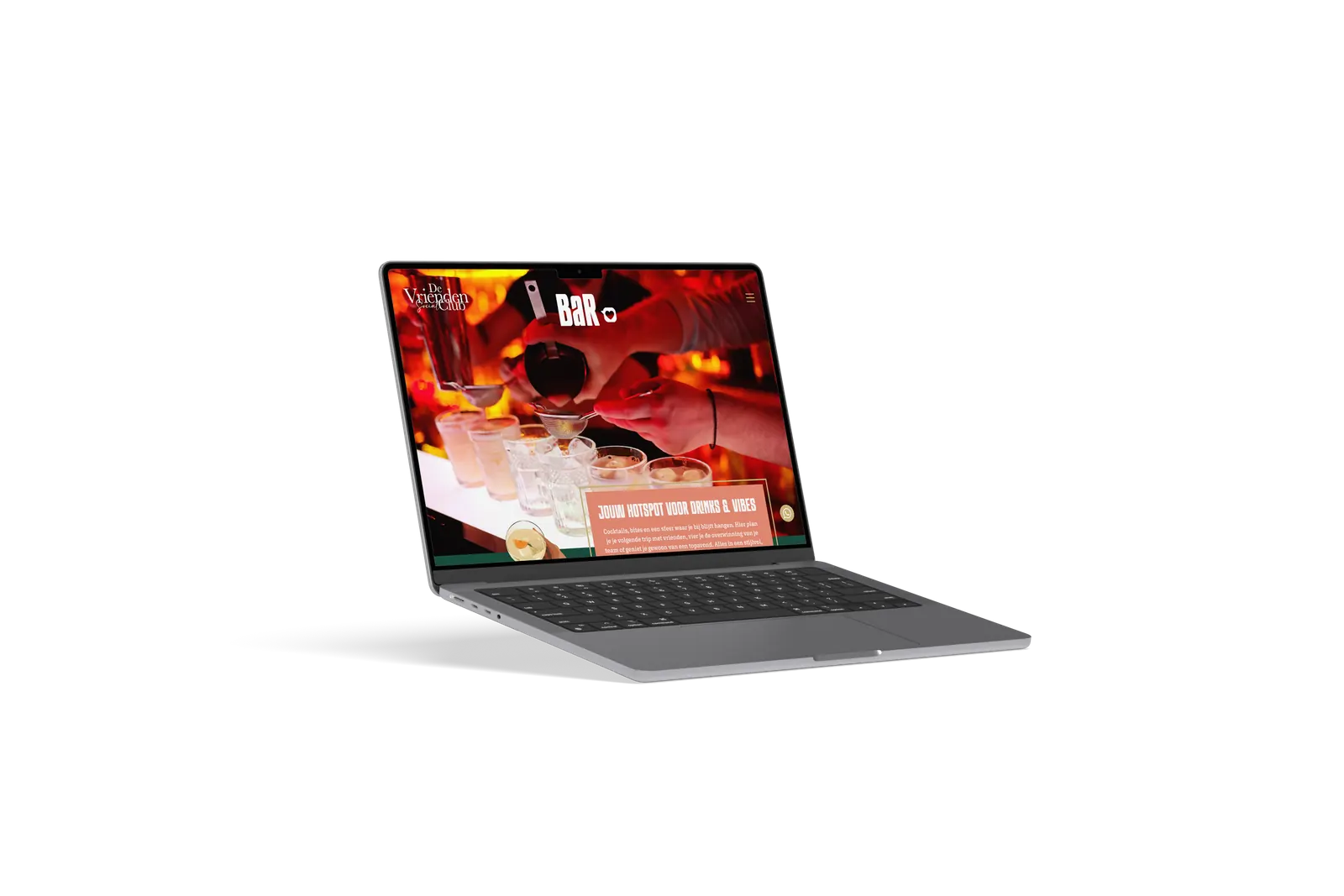 Laptop mockup: De Vrienden Social Club website