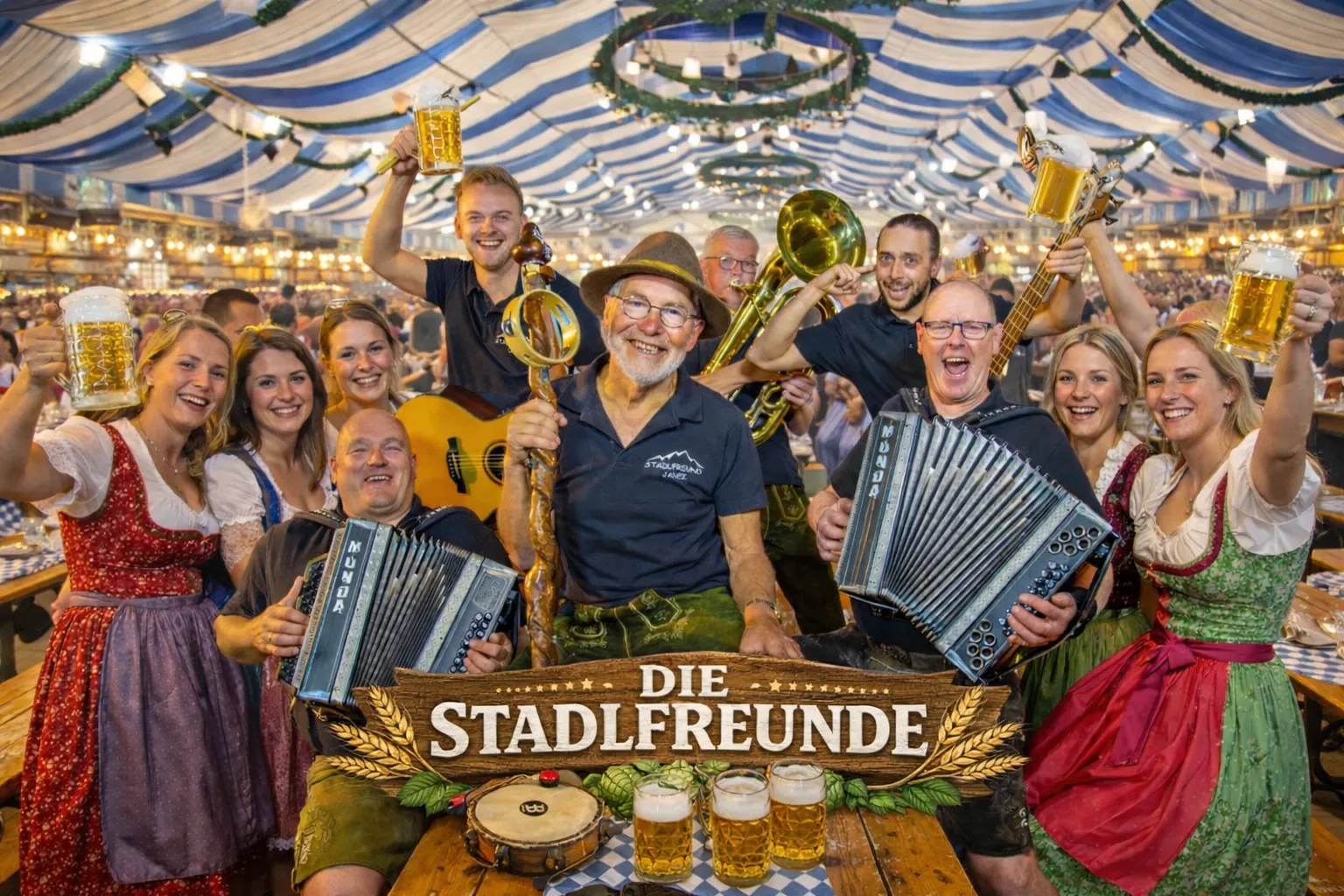 Die Stadlfreunde bandfoto op een tentfeest